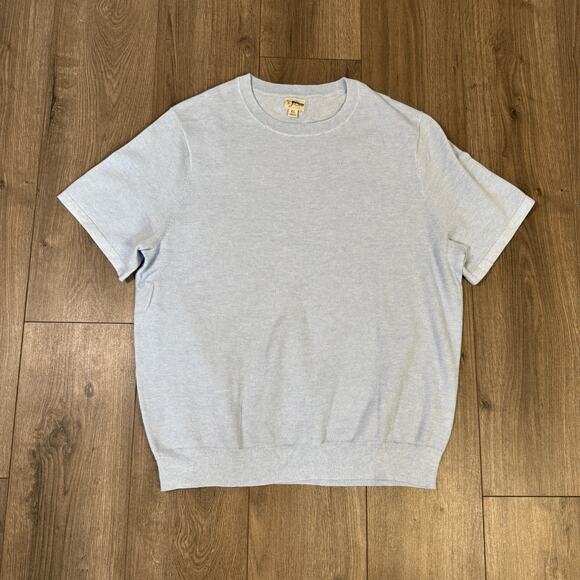 J.Crew Knit Short-Sleeve Cotton Piqué-Stitch Sweater Men XL Heather Sky Pullover - Picture 4 of 9